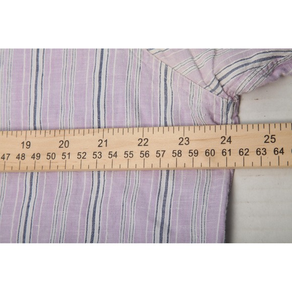 Polo Ralph Lauren Shirt Mens Large Purple Striped Bonnard 100% Linen Button Up - Picture 6 of 9